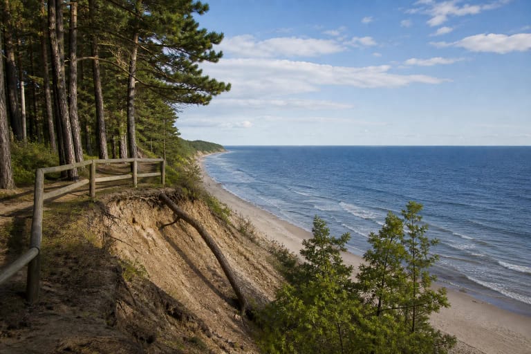 Olando Kepurė cliff by the Baltic Sea near Karklė with an eroding moraine coast