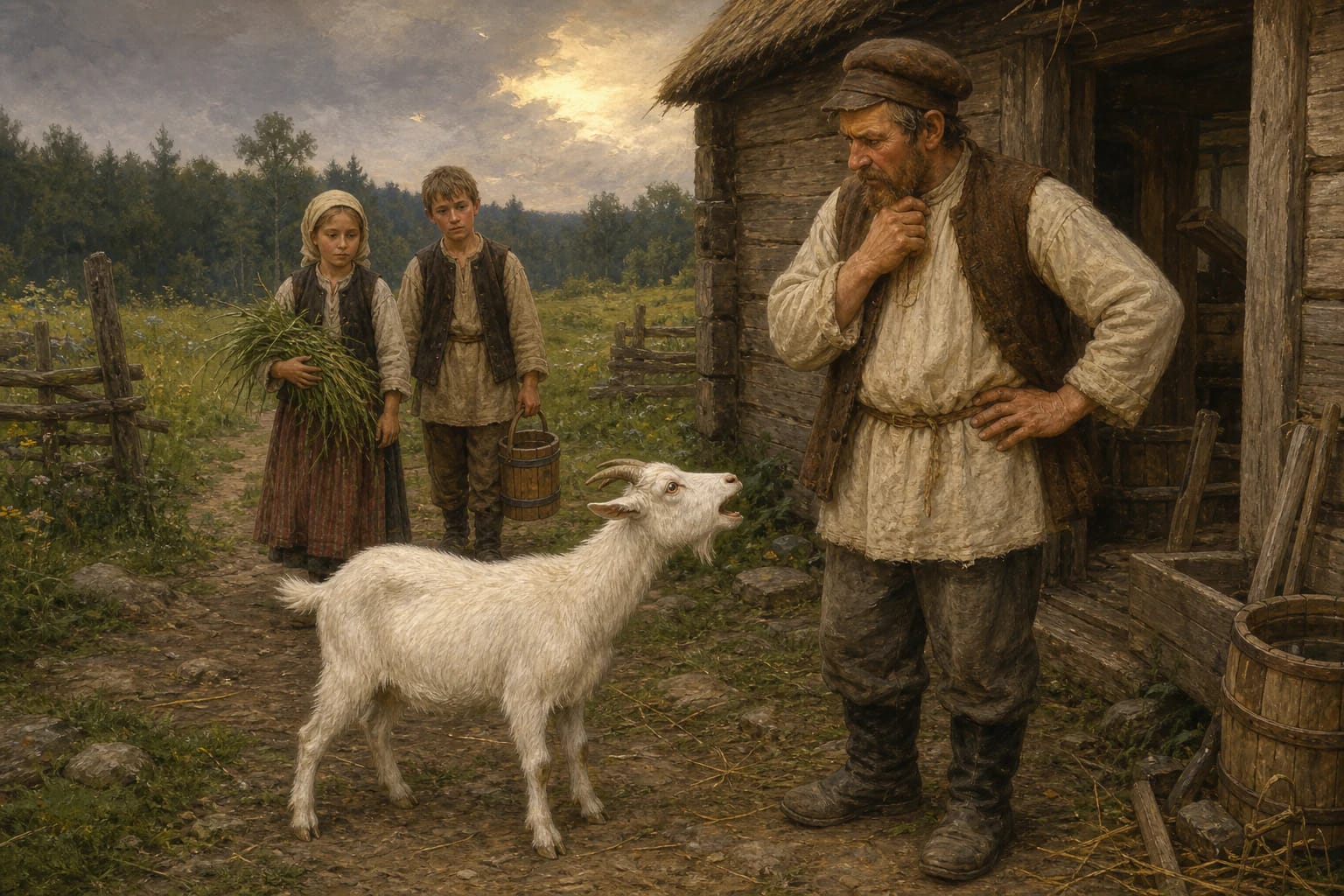 Козочка-лгунья ложно жалуется хозяину, а невиновные дети возвращаются с пастбища