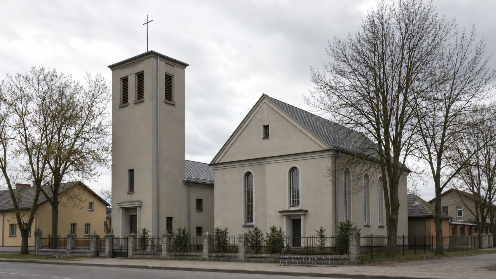 Pagėgiai Evangelical Lutheran Church on Vilniaus Street with a restrained twentieth-century facade