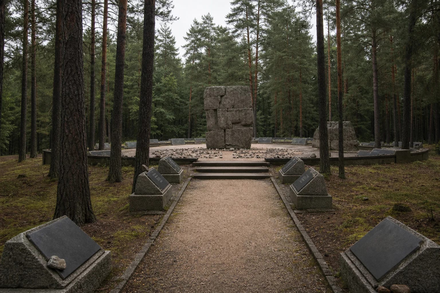 Panerių memorialo miško takai, memorialiniai akmenys ir rimties aikštelės