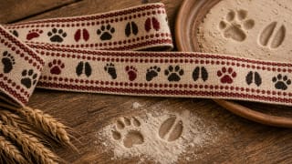 Little footprints, cat paws, and goat hooves in a Lithuanian textile pattern as animal tracks