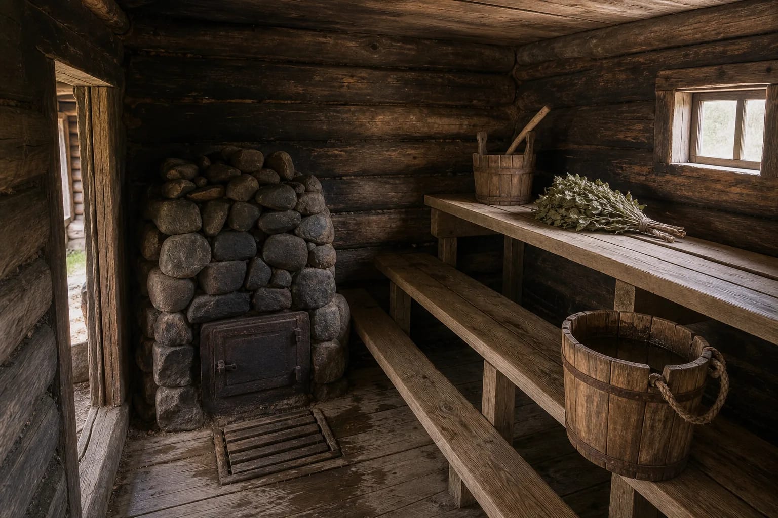 A pirtis was defined by its stove, benches, water, and use of steam.