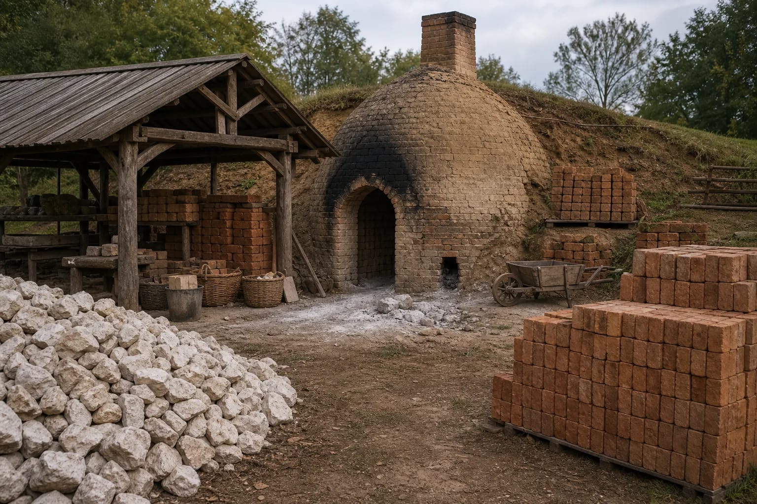 Brickworks and lime kilns produced materials that changed rural building possibilities.