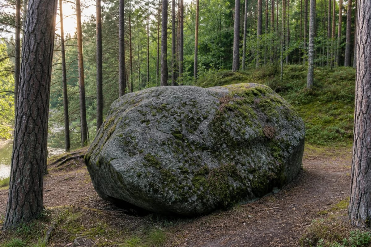 Puntukas' Brother stone in the pine forest of Anykščių šilelis