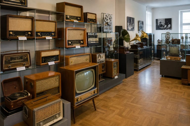 Senų radijo imtuvų ir televizorių ekspozicija Šiaulių radijo ir televizijos muziejuje