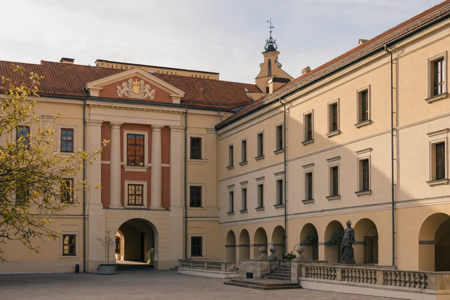 Courtyard and historic wings of the Radvila Palace Museum of Art on Vilniaus Street