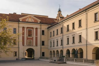 Courtyard and historic wings of the Radvila Palace Museum of Art on Vilniaus Street