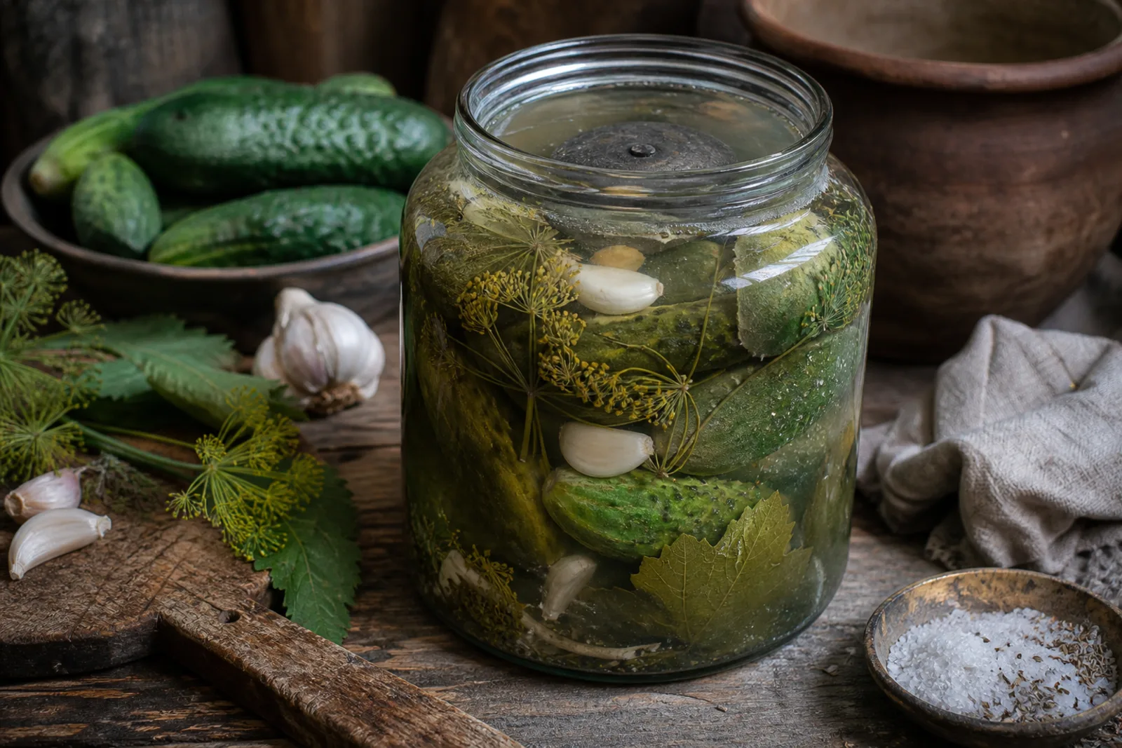 Rauginti agurkai: lacto-fermented cucumbers in brine in a Lithuanian traditional food context