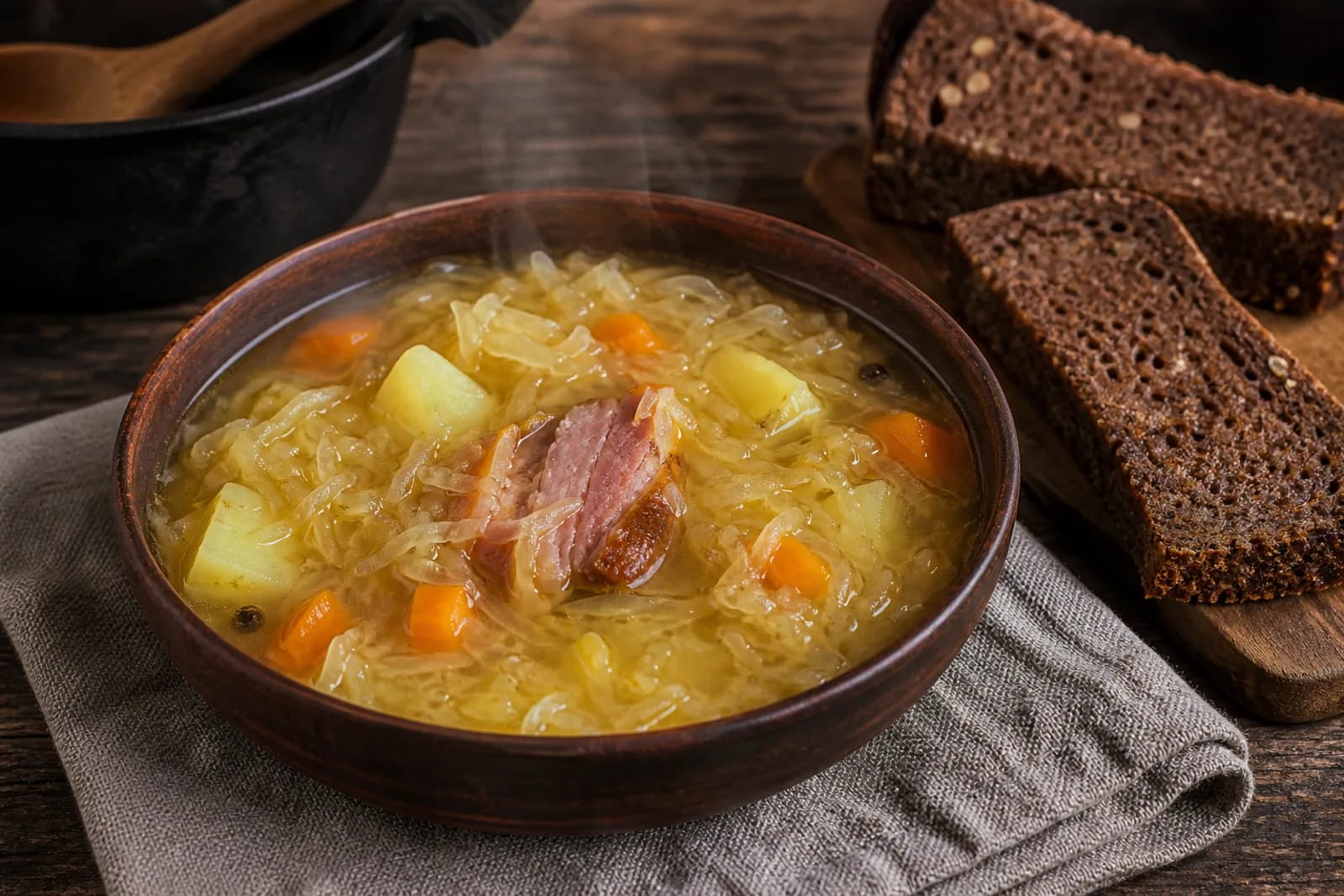 Raugintų kopūstų sriuba: sour winter cabbage soup in a Lithuanian traditional food context
