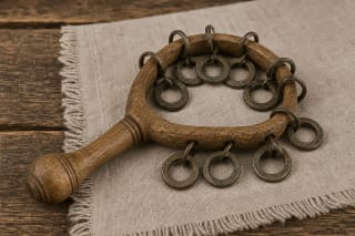 Rinkinė with metal rings as a Lithuanian self-sounding rhythmic instrument