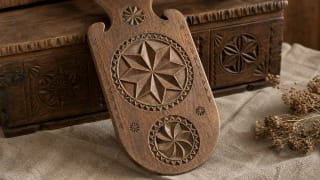 Rosette and segmented star in a Lithuanian woodcarving ornament