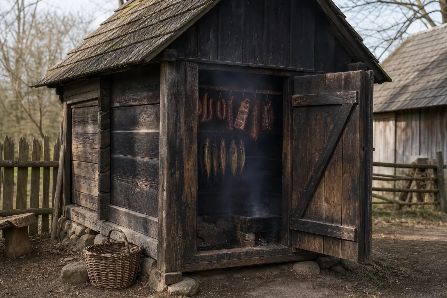 Inside a smokehouse, smoke became a technology of preservation and flavor.