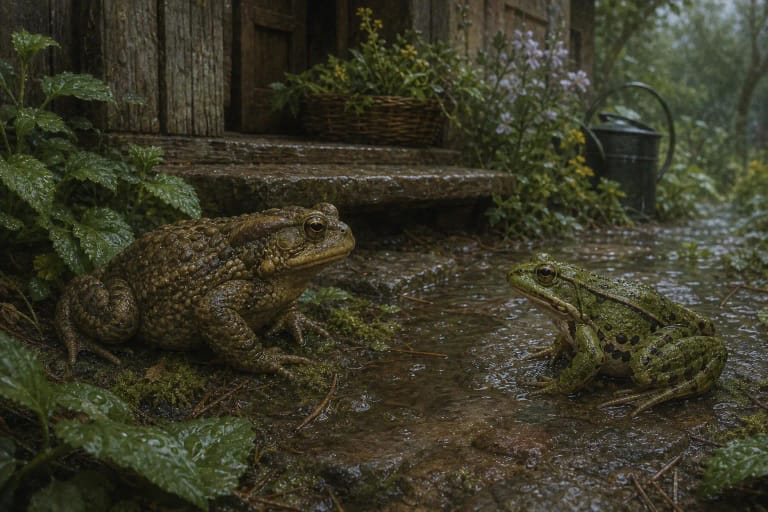 Toad and frog as animals of household luck and fertility in Lithuanian folklore, linked with rain and the witch