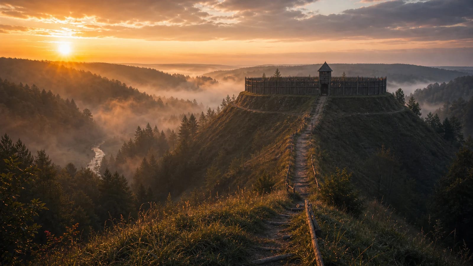 Šeimyniškėliai Voruta hillfort between two deep stream valleys