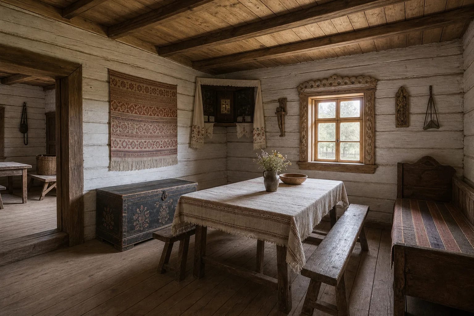 The seklyčia was a more formal domestic room for guests and celebrations.