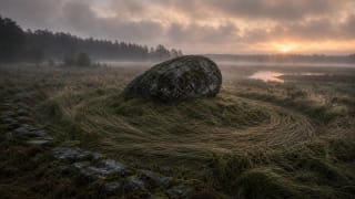 Šilalė Kūlis in a marshy Žemaitian sacred place in the mood of the sleeping son of the wind legend