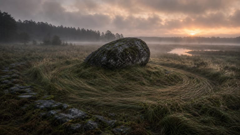 Šilalė Kūlis in a marshy Žemaitian sacred place in the mood of the sleeping son of the wind legend
