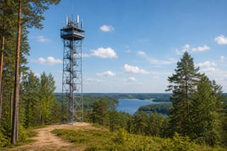 Šiliniškės Observation Tower above the forests of Aukštaitija National Park and Lake Pakasas