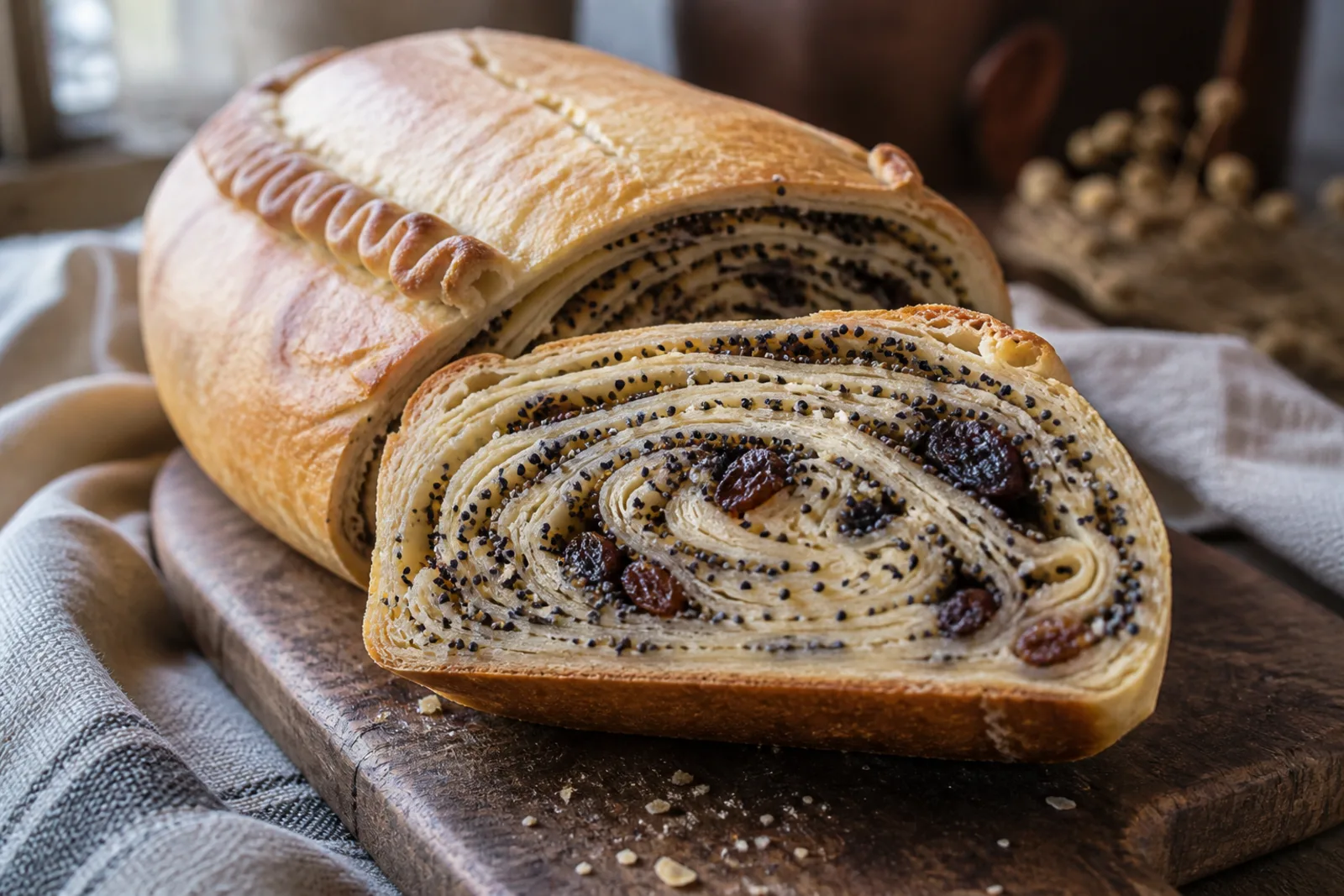 Šimtalapis: Lithuanian Tatar layered pastry with poppy seeds in a Lithuanian traditional food context