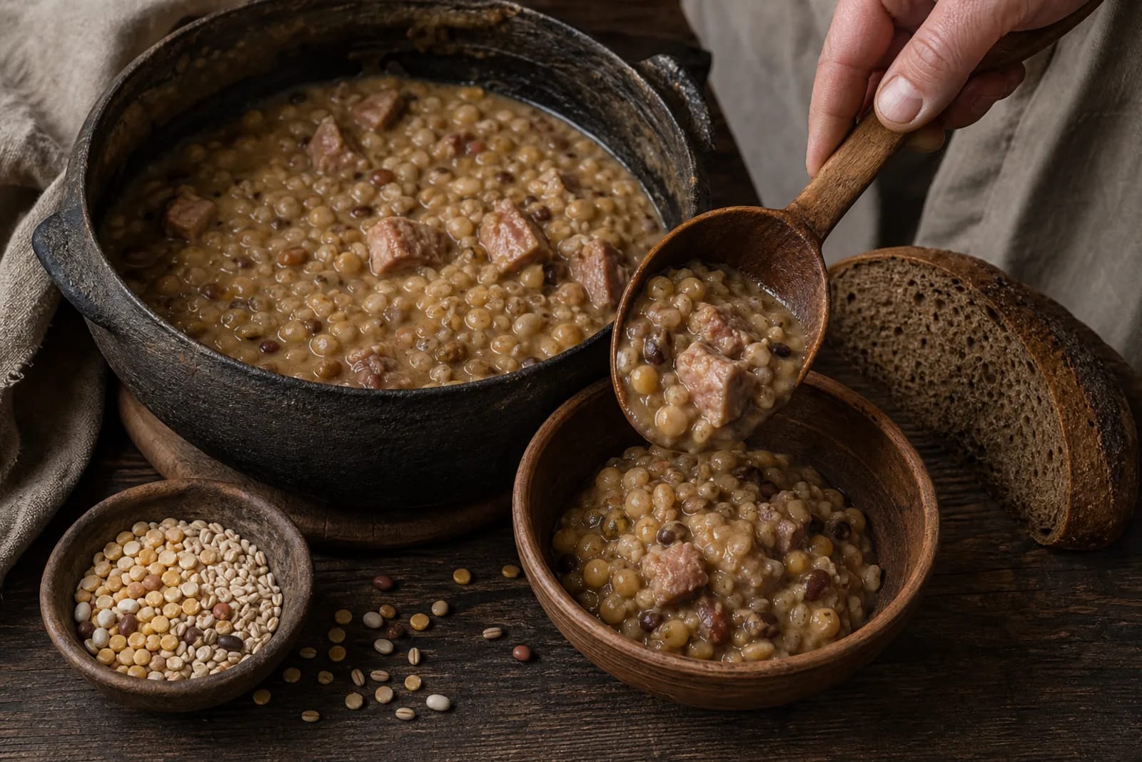 Šiupinys: thick pea, grain, and meat stew in a Lithuanian traditional food context