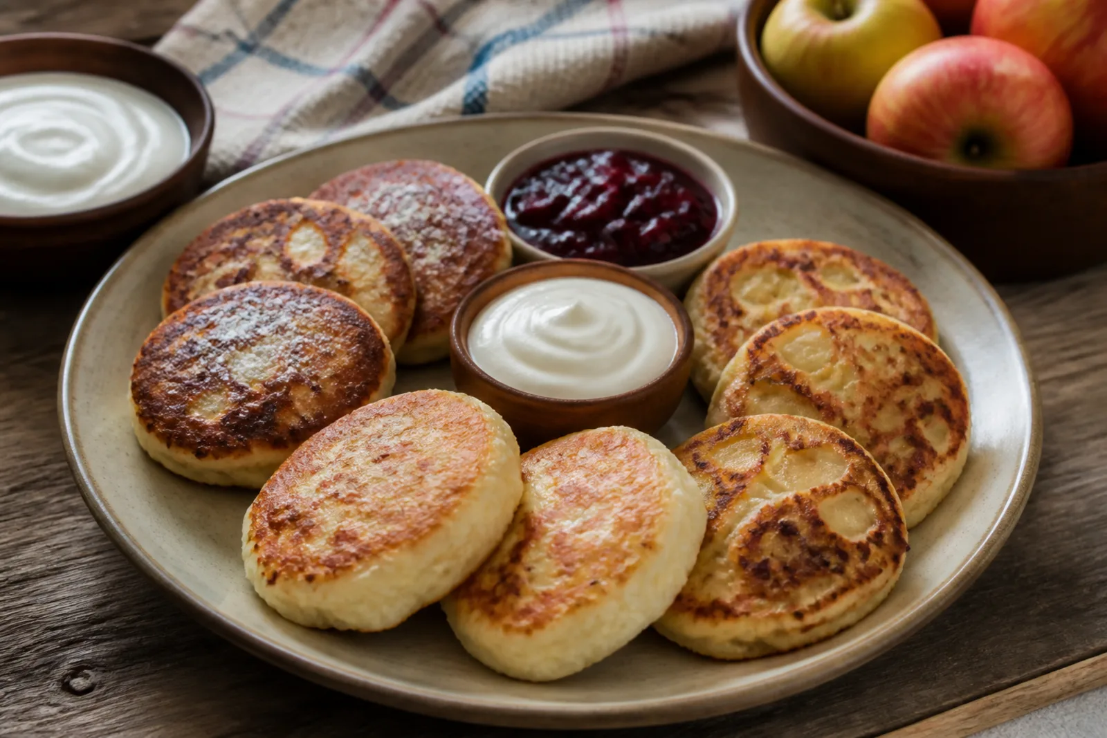 Sklindžiai: small thick batter pancakes in a Lithuanian traditional food context