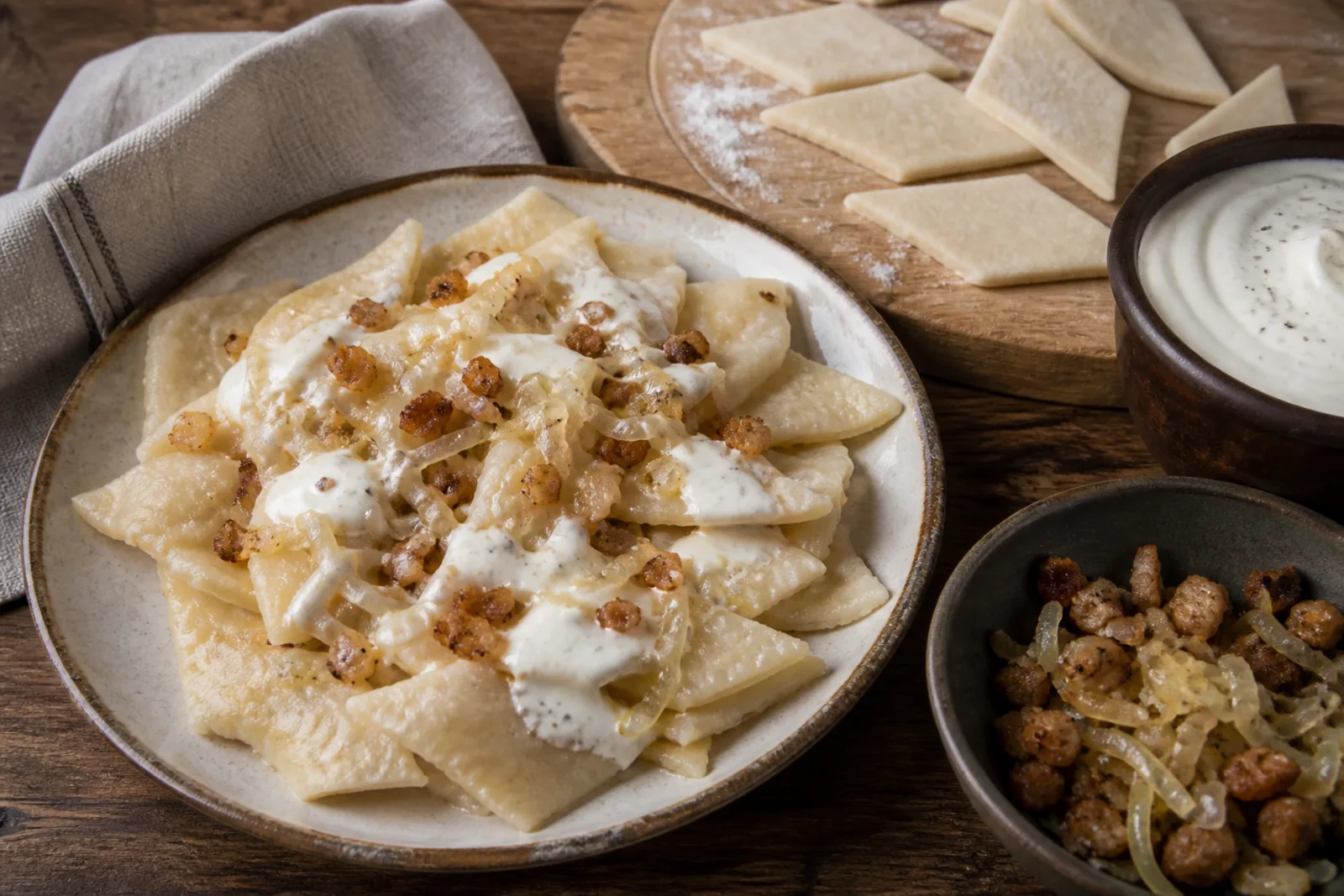 Skryliai: boiled flour-dough pieces in a Lithuanian traditional food context