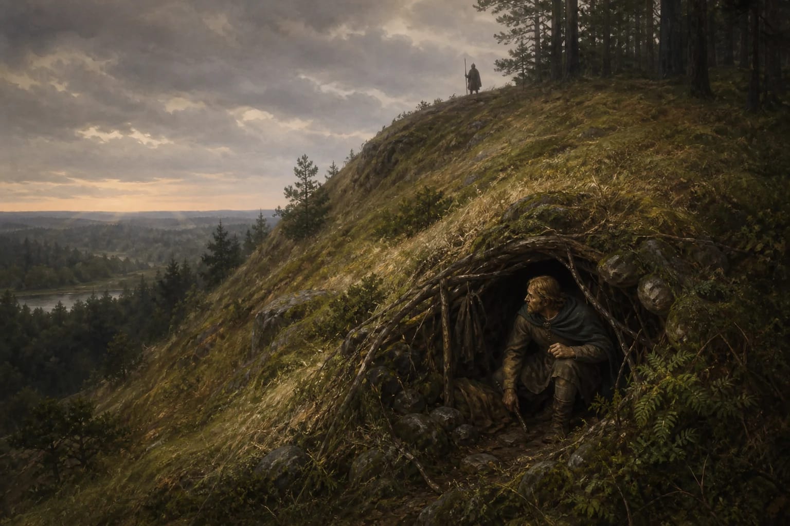 Legend of Sprūdė Hill visual interpretation with Sprūdeikis, Mindaugas's brother, hillfort motifs