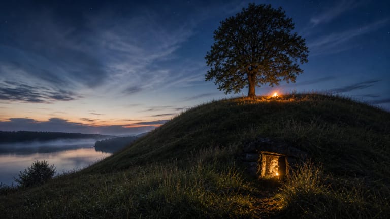 Taurapilis hillfort by Lake Tauragnas in the mood of an underground-church legend