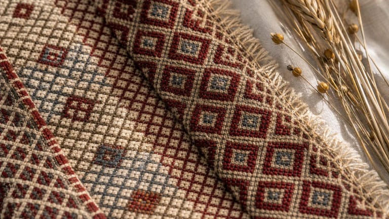 Net pattern in Lithuanian textile and sash ornament