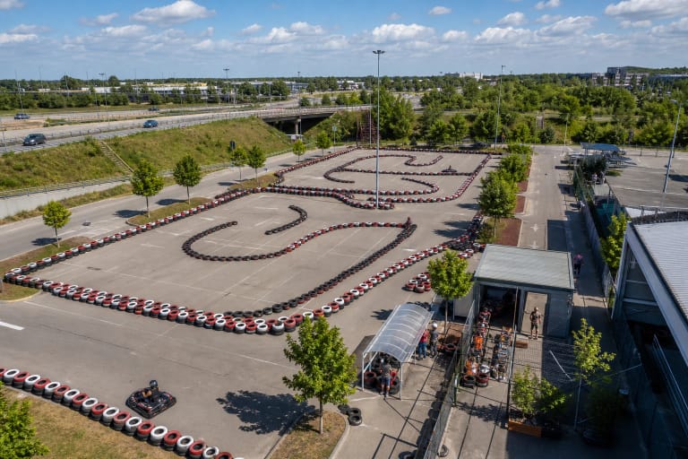 TOPKART Šiauliai outdoor kart track with red, white and black tyre barriers