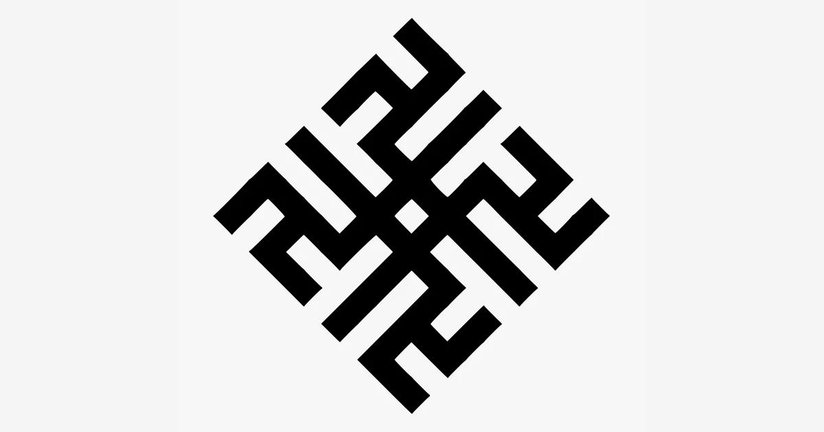 Latvių ugunskrusts ornamento variantas, iliustruojantis sukamąjį kryžių