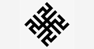 Latvių ugunskrusts ornamento variantas, iliustruojantis sukamąjį kryžių