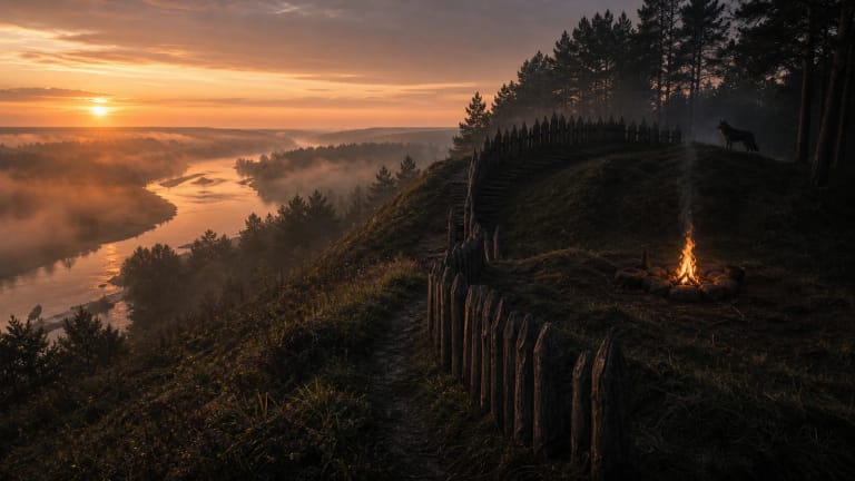Ukmergė hillfort by the Šventoji in the mood of the wolf-maiden legend