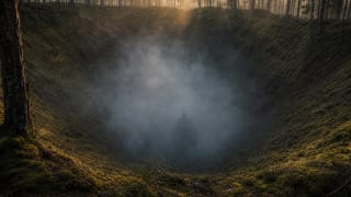 A forest-surrounded hollow of Devil's Pit with the mysterious mood of a sunken church