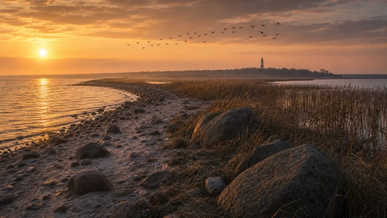 Ventė Cape on the Curonian Lagoon shore in the mood of a giant's scattered-earth legend
