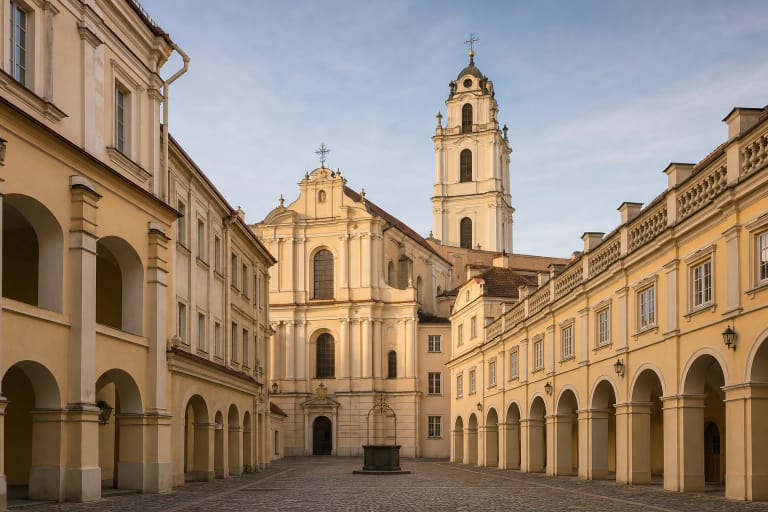Vilniaus universiteto istorinis kiemas su arkadomis, Šv. Jonų bažnyčia ir varpine