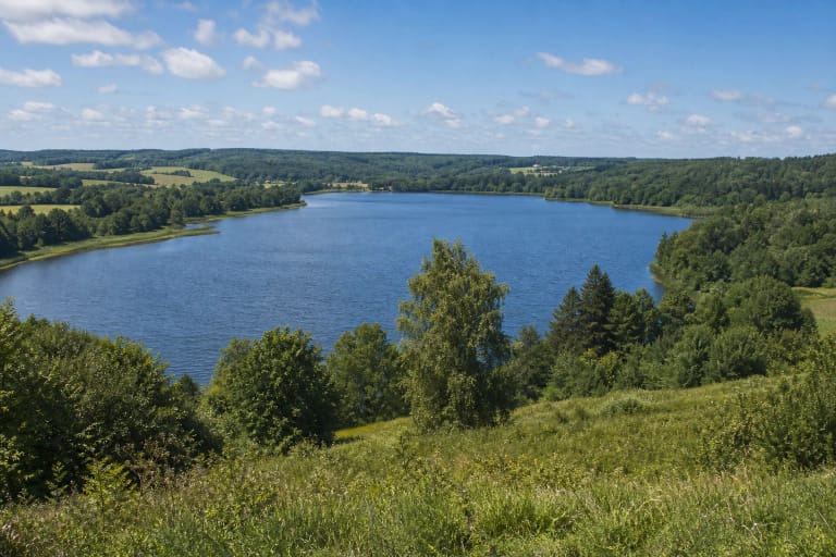 Lake Vištytis and forested Sūduva Highland hills in Vištytis Regional Park