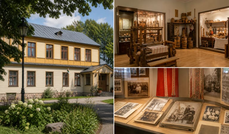 Zarasų krašto muziejaus pastatas ir krašto istorijos ekspozicijos nuotaika D. Bukonto gatvėje