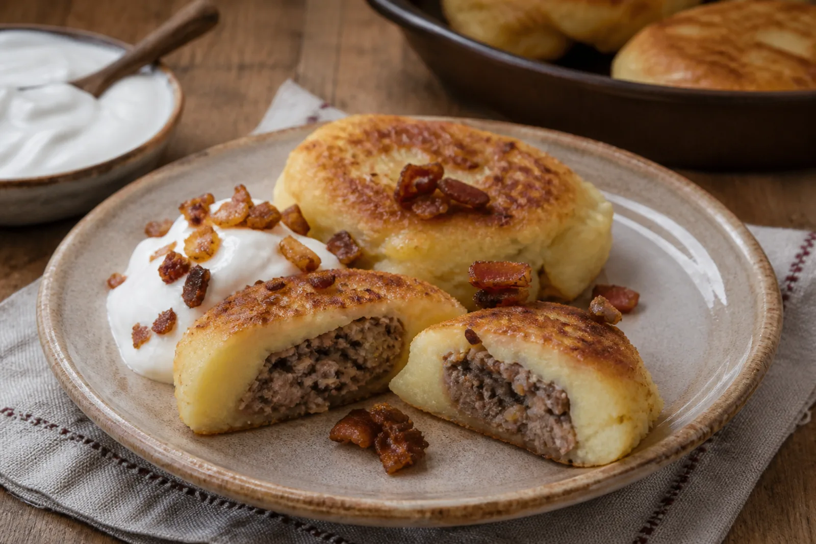 Žemaičių blynai: filled boiled-potato pancakes in a Lithuanian traditional food context