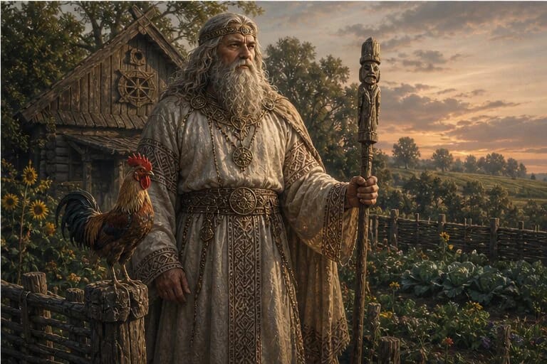 Žemėpatis guards an old homestead, field, and household economy