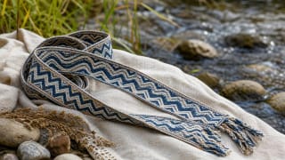 Zigzag and wavelet in a Lithuanian sash ornament as signs of water and movement